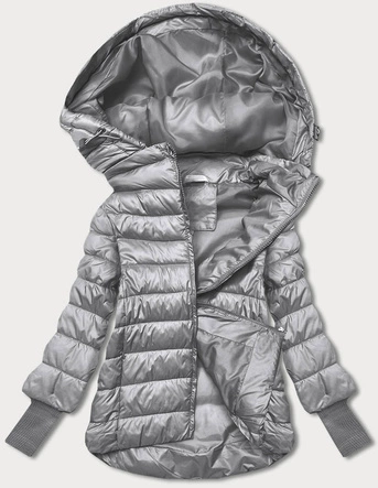 Krótka kurtka damska z dzianinowymi ściągaczami szara (P22/P3-6636-61)