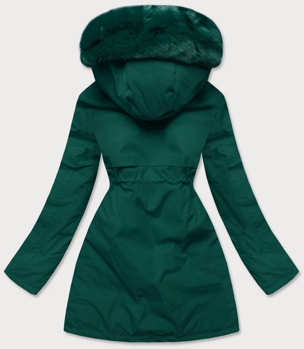 KURTKA ZIMOWA DAMSKA Z OZDOBNĄ PODSZEWKĄ ZIELONA (B9576-10)