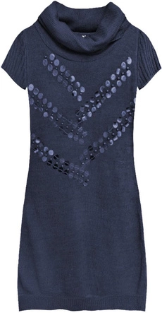 DŁUGI SWETER Z GOLFEM GRANATOWY (1174)