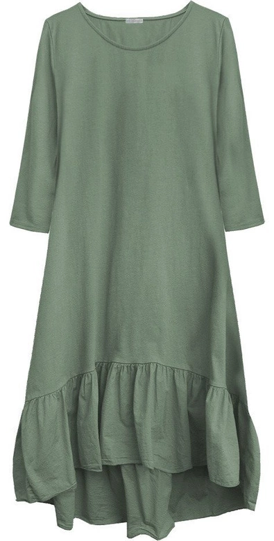 BAWEŁNIANA SUKIENKA OVERSIZE SZAROZIELONA (MODEL8)
