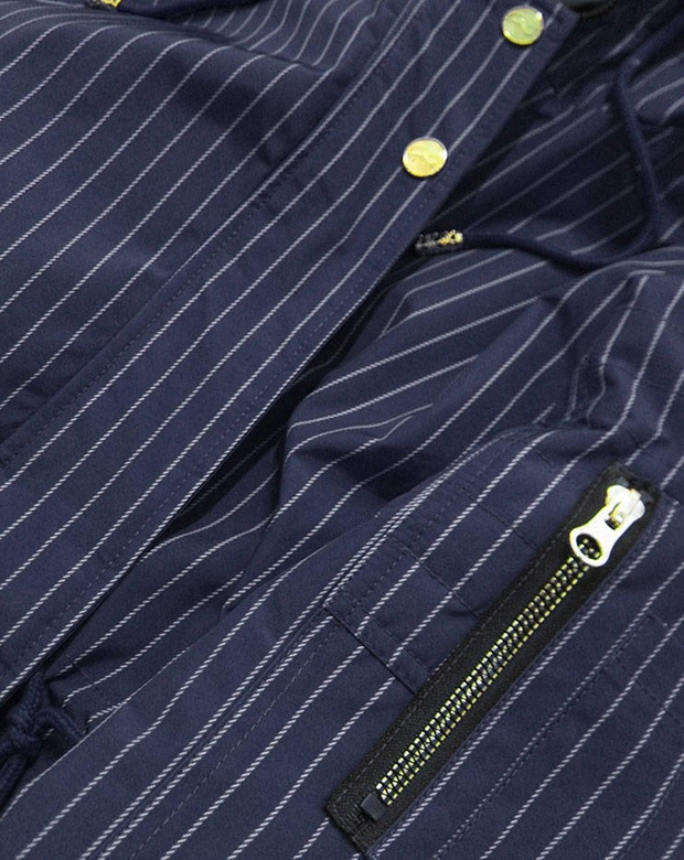 DWUSTRONNA KURTKA Z KAPTUREM W PASKI GRANATOWO-CZERWONA (W659)