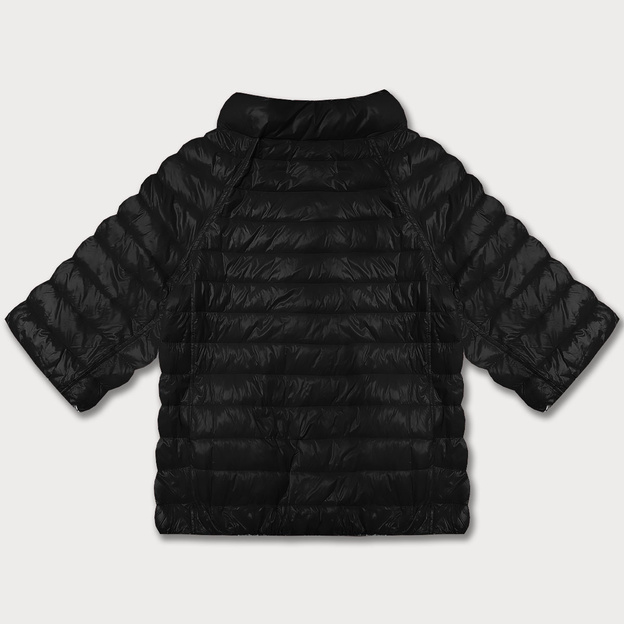 Dwustronna kurtka damska plus size z rękawem 3/4 Minority czarna/kwiaty (M23-7010-1)