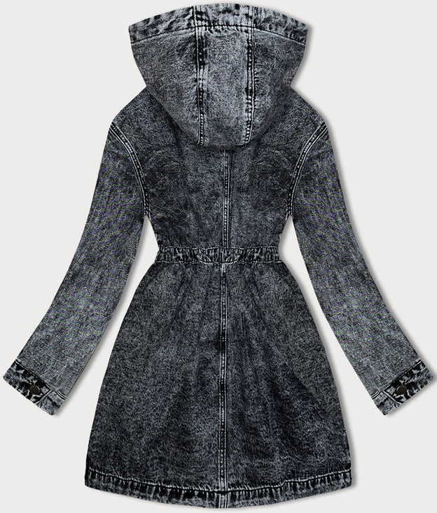 Luźna jeansowa damska kurtka denim czarna (POP7065-K)