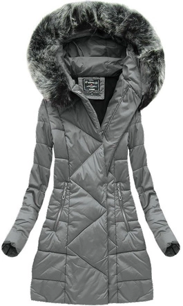 ASYMETRYCZNA KURTKA ZIMOWA SZARA (1768)