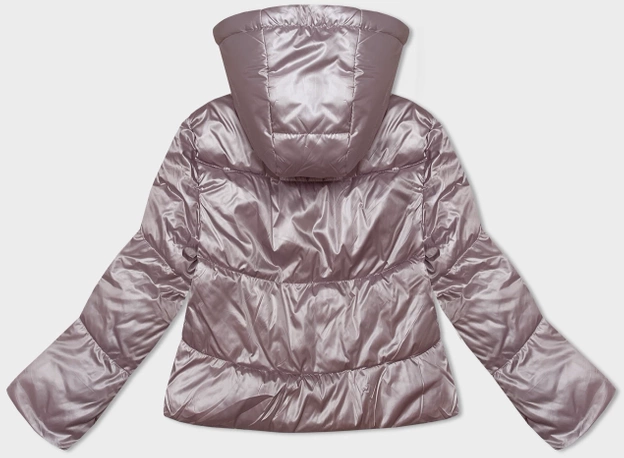 Krótka kurtka damska z odpinanym kapturem S'West blady róż (B8228-81)