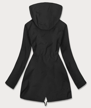 DWUSTRONNA PARKA DAMSKA Z KAPTUREM CZARNA-PANTERKA (W354BIG)