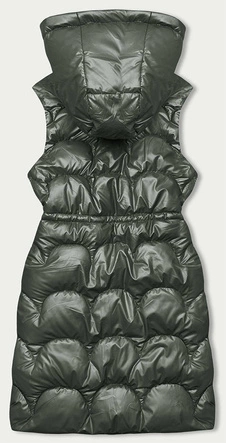 Taliowana kamizelka z kapturem khaki (B8172-11)