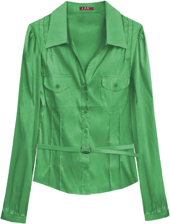 BŁYSZCZĄCA KOSZULA Z PASKIEM ZIELONA (X1007X)