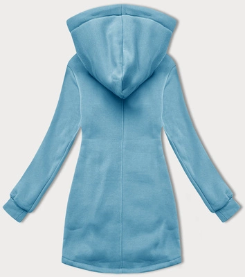 Rozpinana bluza damska z łączonych materiałów LHD błękitna (AMG-165)