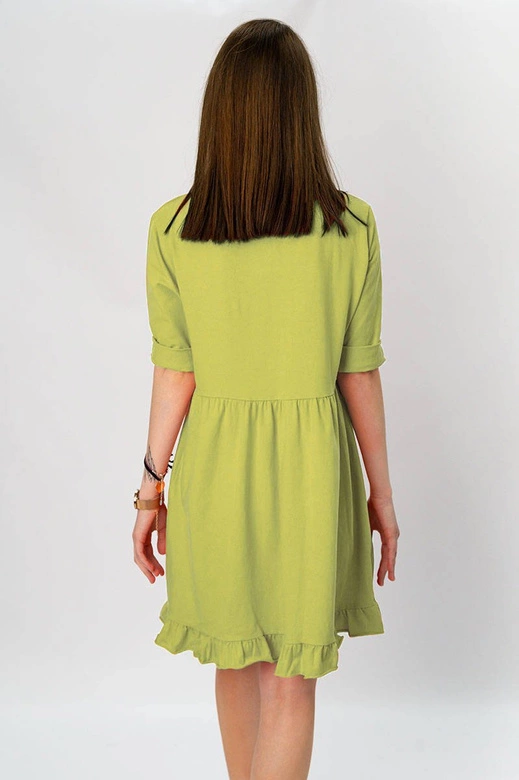 BAWEŁNIANA SUKIENKA OVERSIZE MUSZTARDOWA (305ART)