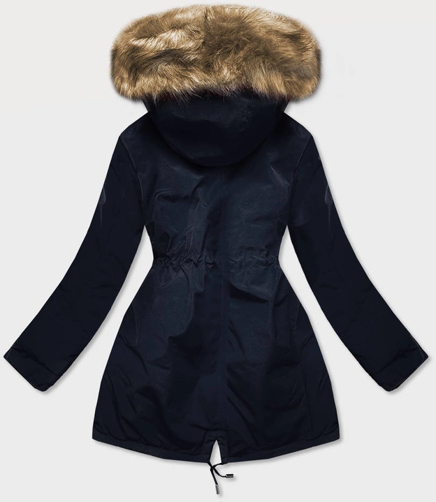 Dwustronna damska kurtka zimowa granatowo-brązowa (w557)