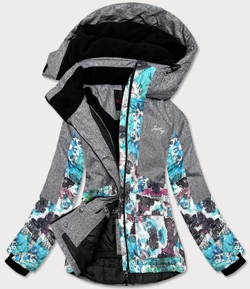 DAMSKA KURTKA ZIMOWA Z PASEM ŚNIEŻNYM SZARA (B2390)