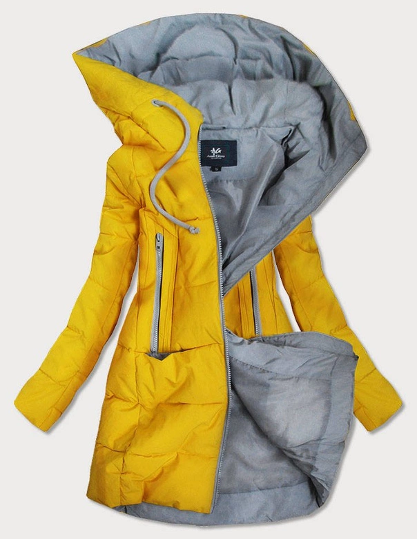 TRAPEZOWA KURTKA DAMSKA ŻÓŁTA (9276A)