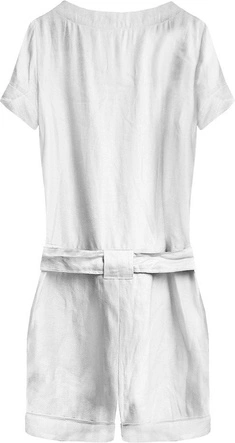 KRÓTKI KOMBINEZON Z LNU I BAWEŁNY BIAŁY (X1603X)