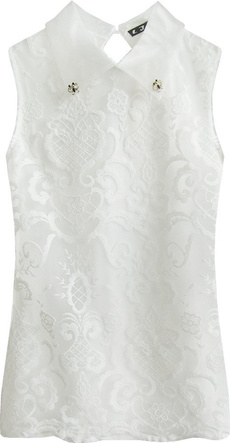 ELEGANCKA BLUZKA Z KOŁNIERZYKIEM BIAŁA (8520-4)
