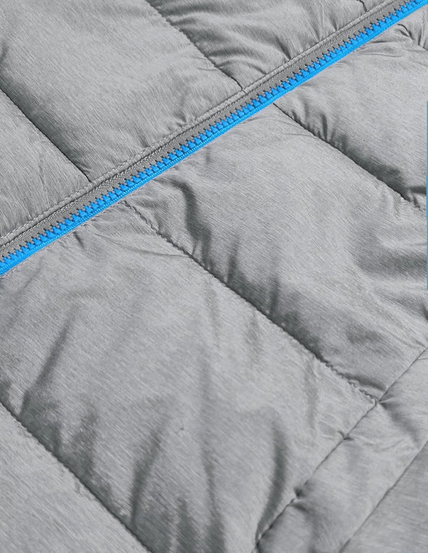 Kamizelka damska z dzianinowym kapturem szaro-niebieska (DW-21604)