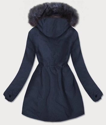 Wodoodporna parka damska na futerku granatowa (m-933)