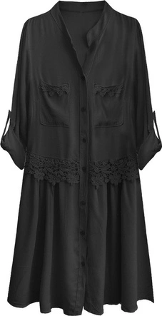 BAWEŁNIANA SUKIENKA KOSZULOWA CZARNA (307ART)