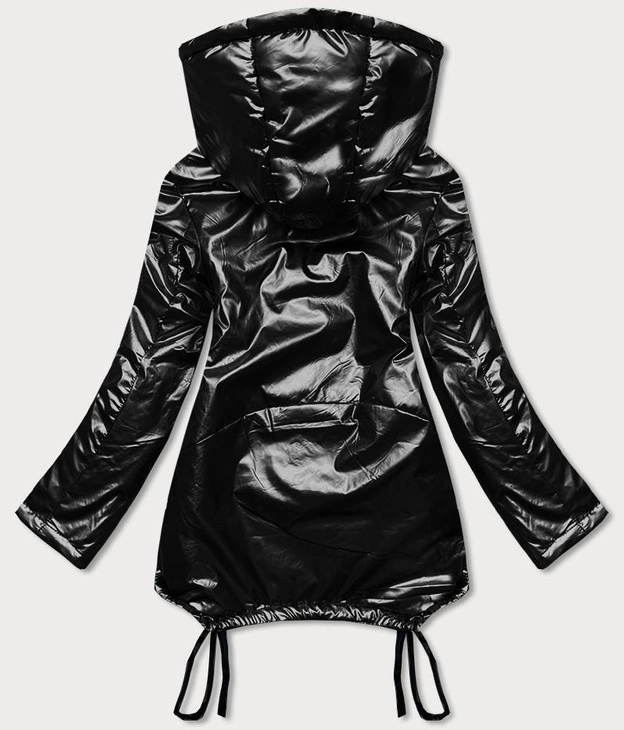 Krótka zimowa kurtka damska z nerką czarna (omdl-018)