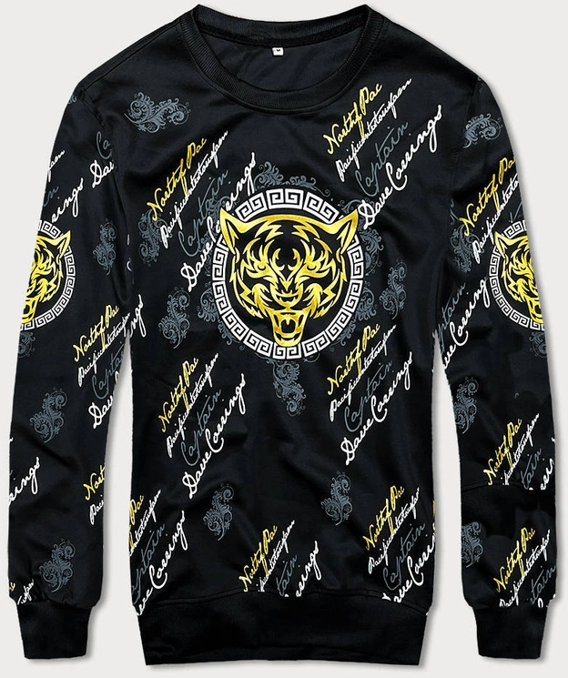 Męska bluza z nadrukiem czarna (8B1106-3)