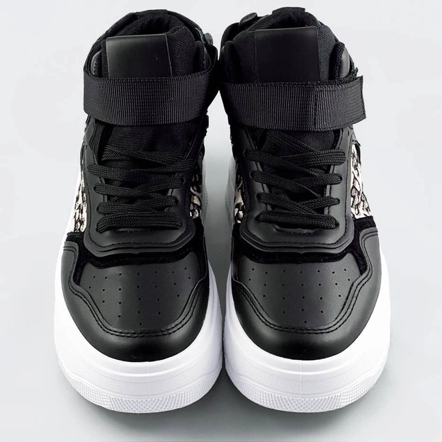 Wysokie sneakersy na grubej podeszwie czarne (ad-429)