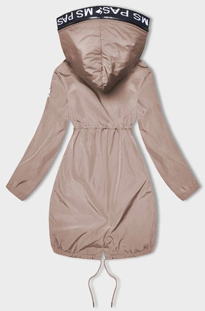 Cienka kurtka damska z ozdobną lamówką beżowa (1811-1)