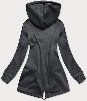 Długa damska bluza z kapturem grafitowa (amg705)