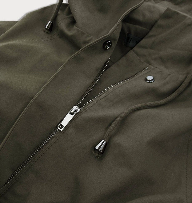 CIENKA KURTKA Z KAPTUREM OVERSIZE KHAKI (3302)