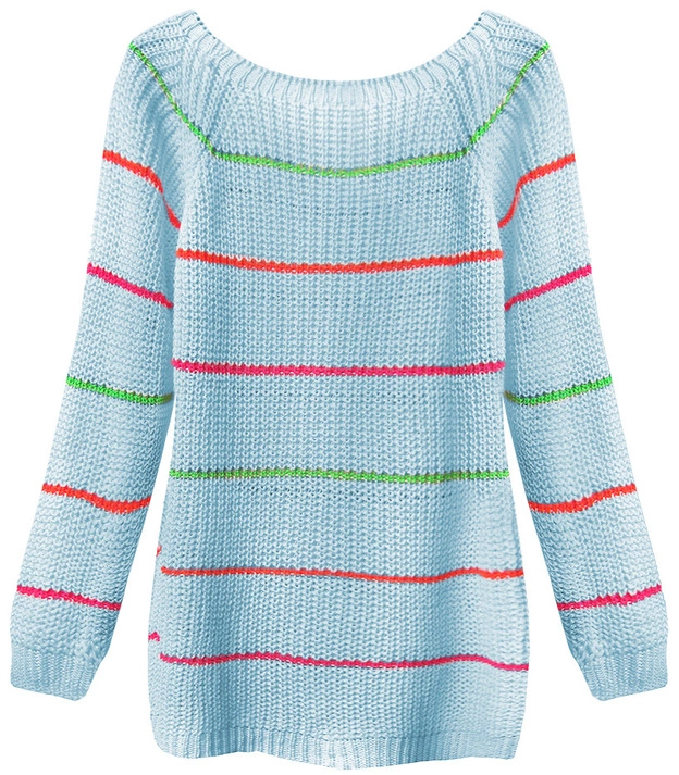 AŻUROWY SWETER W PASECZKI BŁĘKITNY (275ART)