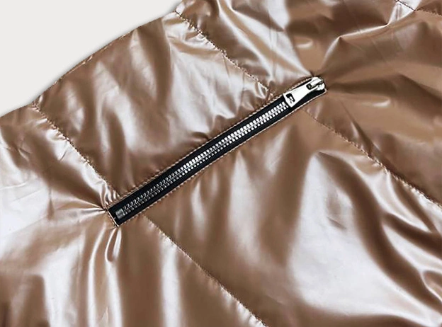 Rozkloszowany dwustronny bezrękawnik damski jasny brąz (b8006-46)