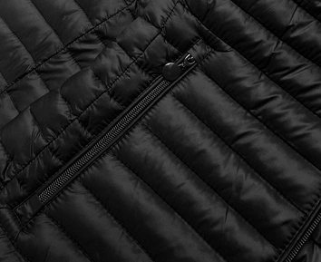 Pikowana kurtka z kapturem czarna (ld-7218)