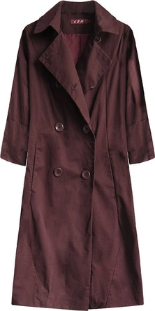 BAWEŁNIANY PŁASZCZ OVERSIZE BORDOWY (1281)