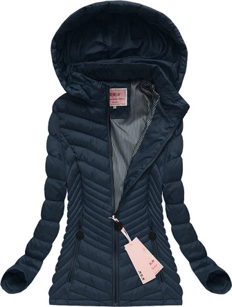 PIKOWANA KURTKA Z KAPTUREM GRANATOWA (W612)