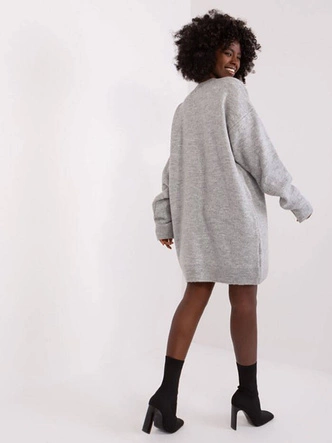Swetrowa sukienka oversize Rue Paris szara (0568)