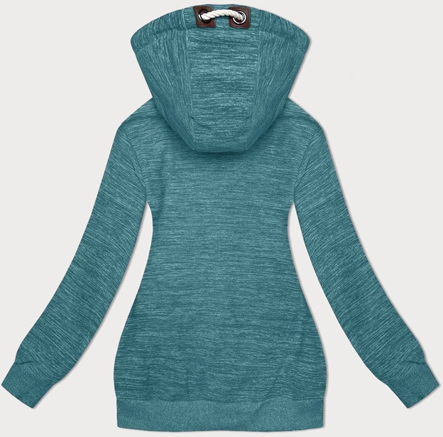 Damska polarowa bluza z kapturem turkus melanż (2312)