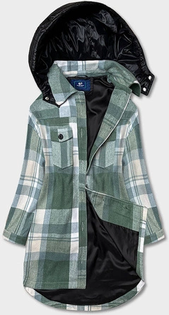 Damska kurtka koszulowa w kratę zielona (AG3-1813)