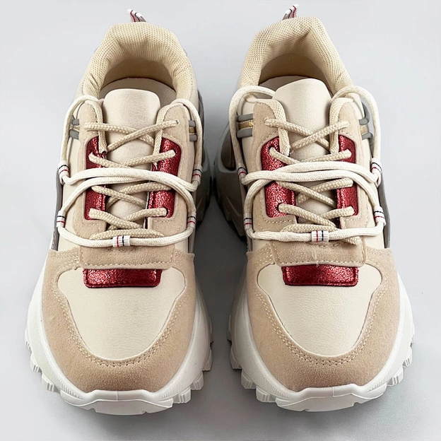 Buty sportowe damskie z motywem zwierzęcym beżowe (viv1038)