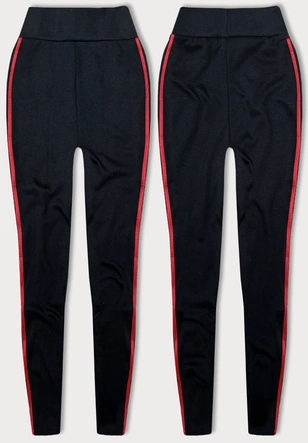 Legginsy sportowe z lampasami czarno-czerwone (YW01052-D1-5)