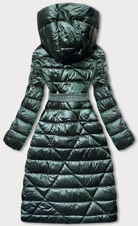 KURTKA DAMSKA Z WIĄZANYM PASKIEM ZIELONA (AG1-J9069B)