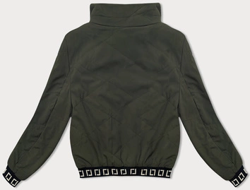 Krótka kurtka damska ze stójką army (5M3161)