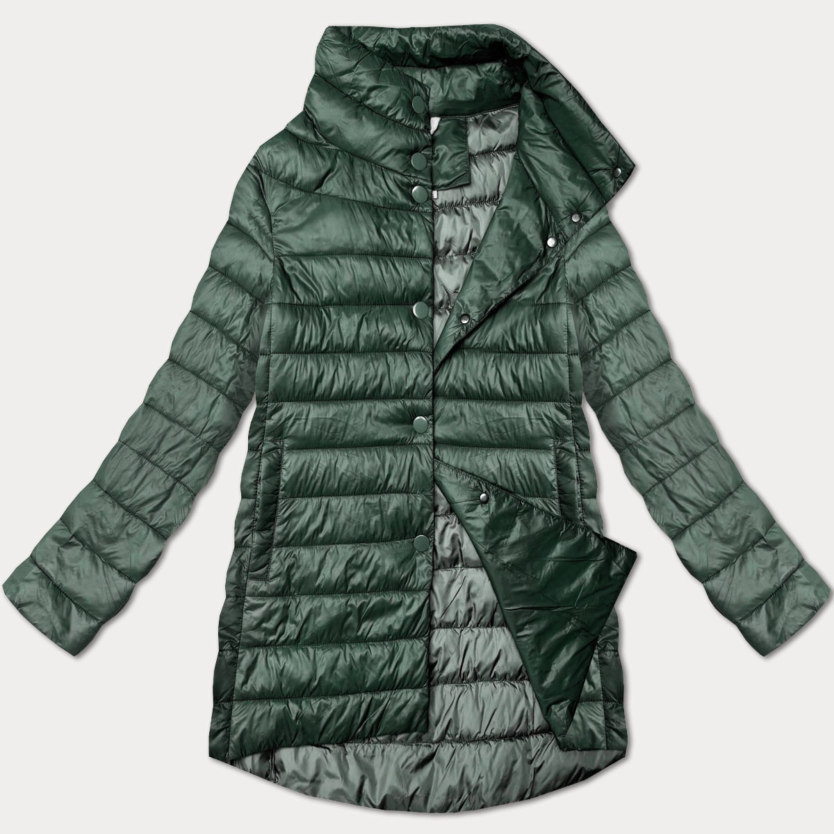 Pikowana kurtka damska ze stójką Minority ciemny zielony (P3-6908-33)