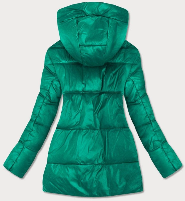 ASYMETRYCZNA DAMSKA KURTKA PIKOWANA ZIELONA (7658)