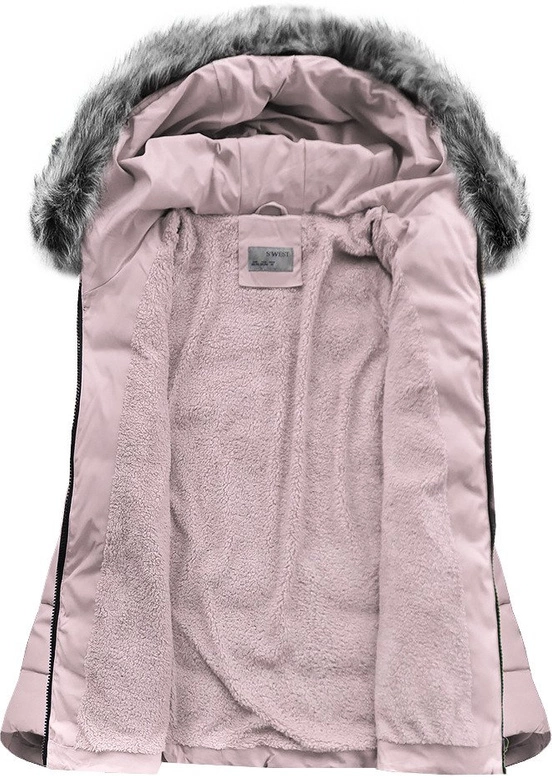 PIKOWANA KURTKA Z KAPTUREM JASNORÓŻOWA (R9505)