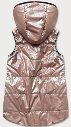 Rozkloszowany dwustronny bezrękawnik damski beżowy (b8005-51)