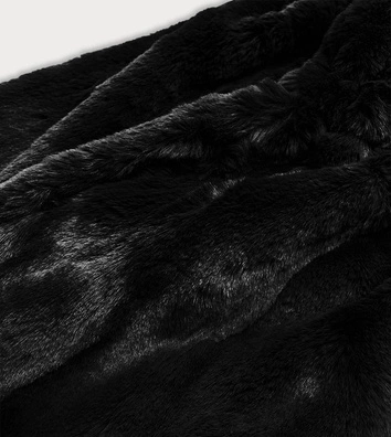 Damska kurtka futro z kapturem czarna (br9743-1)