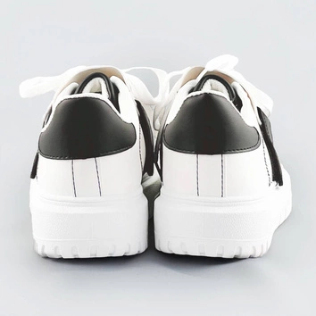 Damskie buty sportowe z nakładką na sznurowadła biało-czarne (ra2049)