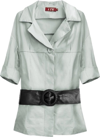 ŻAKIET Z PASKIEM SZAROMIĘTOWY (319ART)