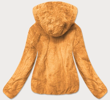 Krótka damska kurtka 2 w 1 musztardowa (h1029-37)