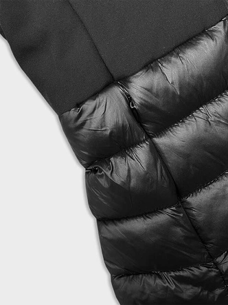 Pikowana zimowa kurtka damska z łączonych materiałów czarna (YP-20103-1)