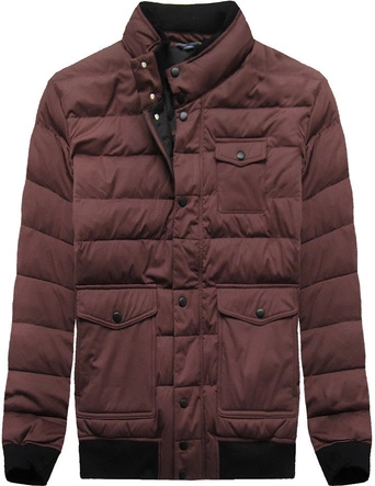 MĘSKA KURTKA ZIMOWA Z PUCHEM NATURALNYM BORDOWA (M2062)